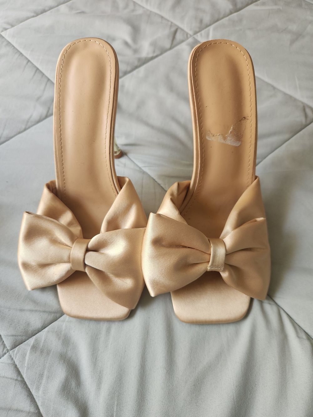 Champagne Satin Bow Heels